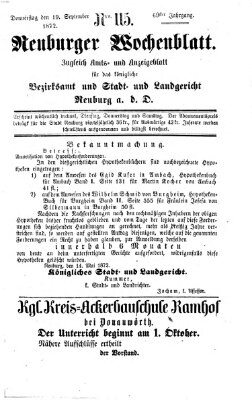 Neuburger Wochenblatt Donnerstag 19. September 1872