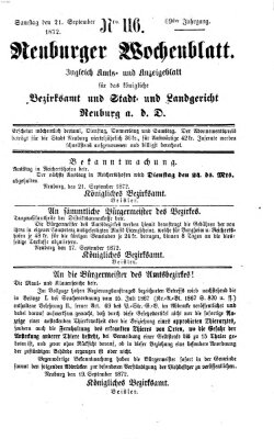 Neuburger Wochenblatt Samstag 21. September 1872