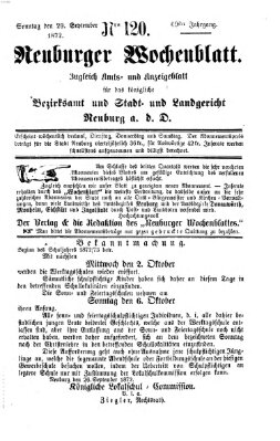 Neuburger Wochenblatt Sonntag 29. September 1872