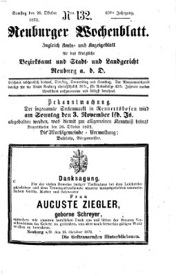 Neuburger Wochenblatt Samstag 26. Oktober 1872