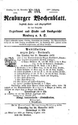 Neuburger Wochenblatt Samstag 23. November 1872