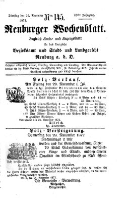 Neuburger Wochenblatt Dienstag 26. November 1872