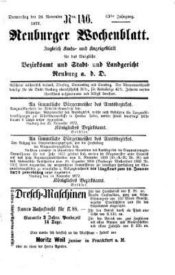 Neuburger Wochenblatt Donnerstag 28. November 1872