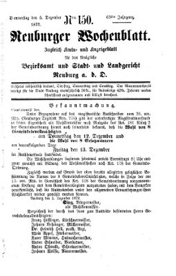 Neuburger Wochenblatt Donnerstag 5. Dezember 1872