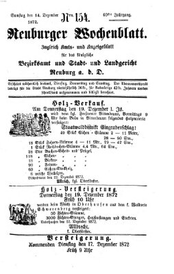 Neuburger Wochenblatt Samstag 14. Dezember 1872