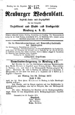 Neuburger Wochenblatt Samstag 21. Dezember 1872