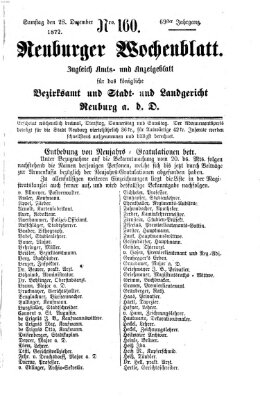 Neuburger Wochenblatt Samstag 28. Dezember 1872