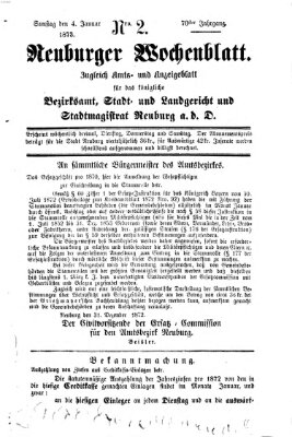 Neuburger Wochenblatt Samstag 4. Januar 1873