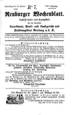 Neuburger Wochenblatt Donnerstag 16. Januar 1873