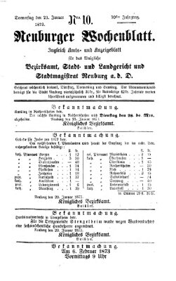 Neuburger Wochenblatt Donnerstag 23. Januar 1873