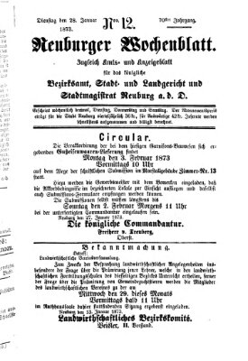 Neuburger Wochenblatt Dienstag 28. Januar 1873