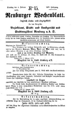 Neuburger Wochenblatt Dienstag 4. Februar 1873