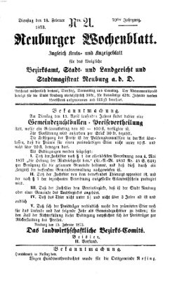 Neuburger Wochenblatt Dienstag 18. Februar 1873