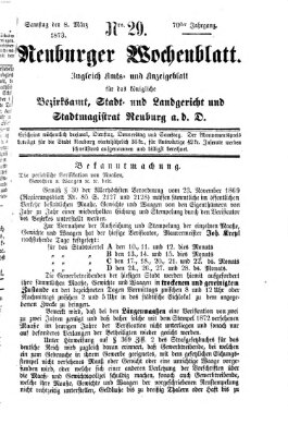 Neuburger Wochenblatt Samstag 8. März 1873