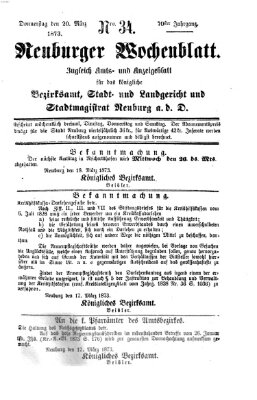 Neuburger Wochenblatt Donnerstag 20. März 1873