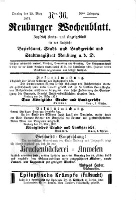 Neuburger Wochenblatt Dienstag 25. März 1873