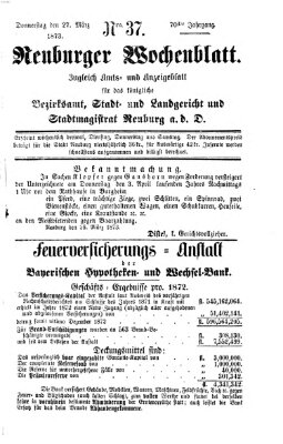 Neuburger Wochenblatt Donnerstag 27. März 1873