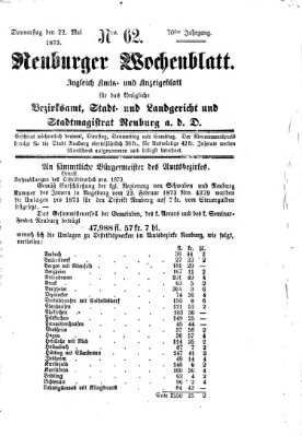 Neuburger Wochenblatt Donnerstag 22. Mai 1873