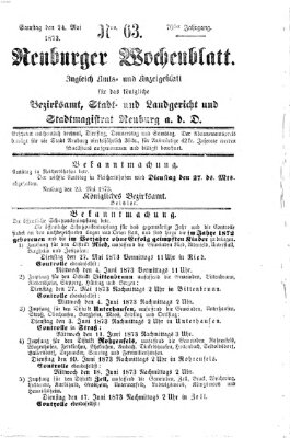 Neuburger Wochenblatt Samstag 24. Mai 1873