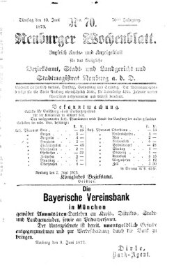 Neuburger Wochenblatt Dienstag 10. Juni 1873