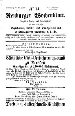 Neuburger Wochenblatt Donnerstag 19. Juni 1873