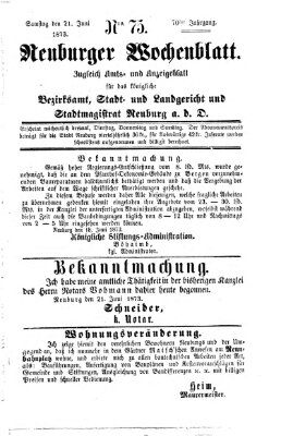 Neuburger Wochenblatt Samstag 21. Juni 1873