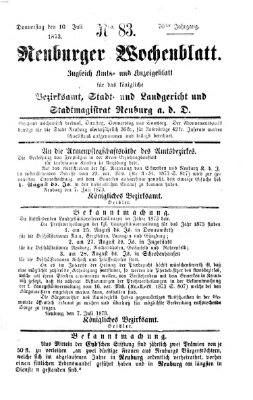 Neuburger Wochenblatt Donnerstag 10. Juli 1873