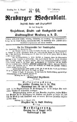 Neuburger Wochenblatt Samstag 2. August 1873