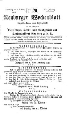 Neuburger Wochenblatt Donnerstag 2. Oktober 1873