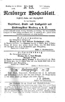 Neuburger Wochenblatt Samstag 4. Oktober 1873