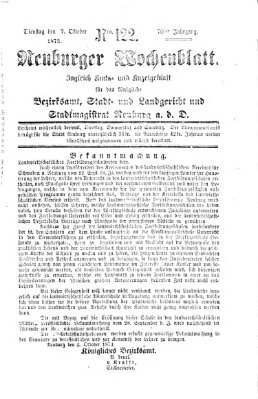 Neuburger Wochenblatt Dienstag 7. Oktober 1873