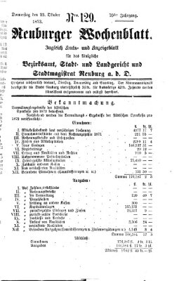 Neuburger Wochenblatt Donnerstag 23. Oktober 1873