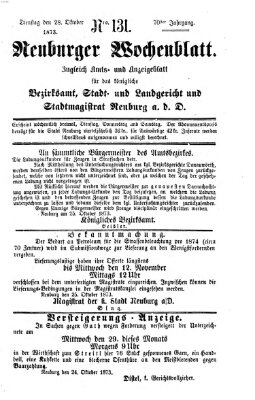 Neuburger Wochenblatt Dienstag 28. Oktober 1873