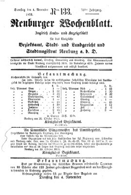 Neuburger Wochenblatt Samstag 1. November 1873