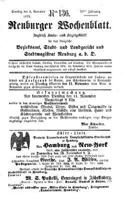 Neuburger Wochenblatt Samstag 8. November 1873