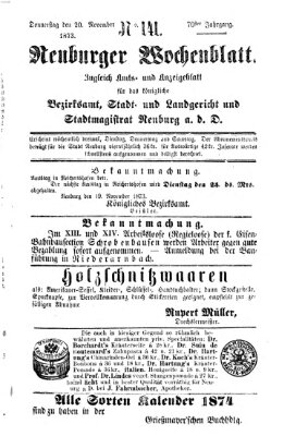 Neuburger Wochenblatt Donnerstag 20. November 1873