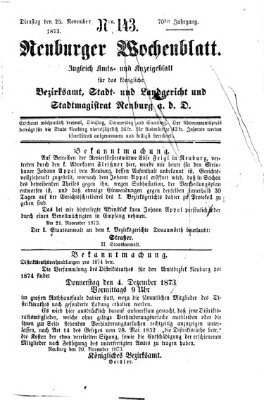 Neuburger Wochenblatt Dienstag 25. November 1873