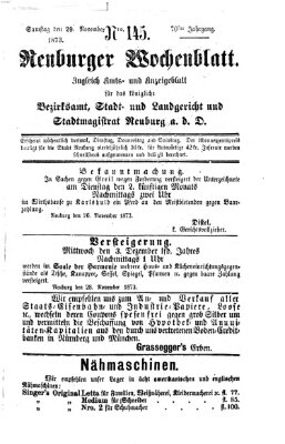 Neuburger Wochenblatt Samstag 29. November 1873