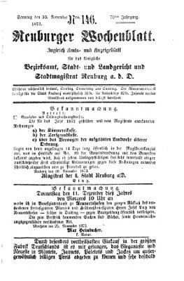 Neuburger Wochenblatt Sonntag 30. November 1873