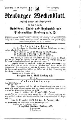 Neuburger Wochenblatt Donnerstag 11. Dezember 1873