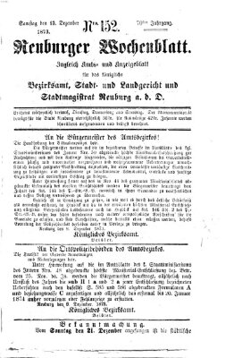 Neuburger Wochenblatt Samstag 13. Dezember 1873