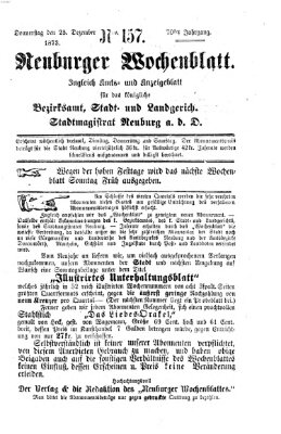 Neuburger Wochenblatt Donnerstag 25. Dezember 1873