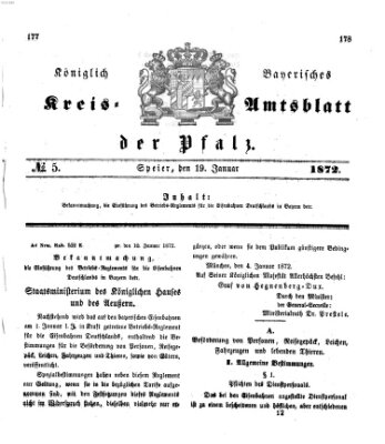 Königlich-bayerisches Kreis-Amtsblatt der Pfalz (Königlich bayerisches Amts- und Intelligenzblatt für die Pfalz) Freitag 19. Januar 1872