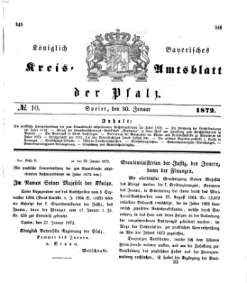 Königlich-bayerisches Kreis-Amtsblatt der Pfalz (Königlich bayerisches Amts- und Intelligenzblatt für die Pfalz) Dienstag 30. Januar 1872