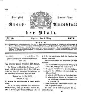 Königlich-bayerisches Kreis-Amtsblatt der Pfalz (Königlich bayerisches Amts- und Intelligenzblatt für die Pfalz) Montag 4. März 1872