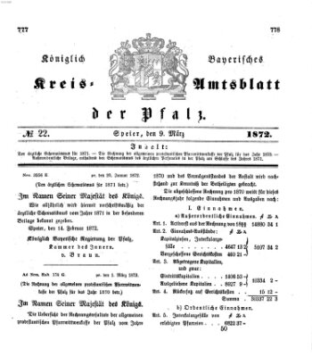 Königlich-bayerisches Kreis-Amtsblatt der Pfalz (Königlich bayerisches Amts- und Intelligenzblatt für die Pfalz) Samstag 9. März 1872