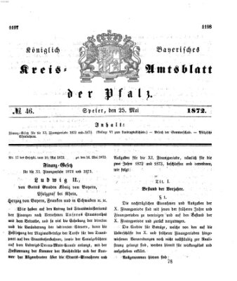 Königlich-bayerisches Kreis-Amtsblatt der Pfalz (Königlich bayerisches Amts- und Intelligenzblatt für die Pfalz) Samstag 25. Mai 1872