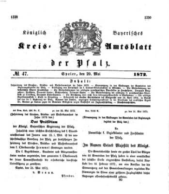 Königlich-bayerisches Kreis-Amtsblatt der Pfalz (Königlich bayerisches Amts- und Intelligenzblatt für die Pfalz) Mittwoch 29. Mai 1872