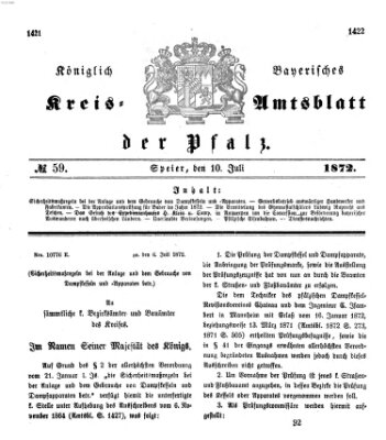 Königlich-bayerisches Kreis-Amtsblatt der Pfalz (Königlich bayerisches Amts- und Intelligenzblatt für die Pfalz) Mittwoch 10. Juli 1872
