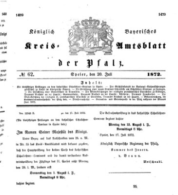 Königlich-bayerisches Kreis-Amtsblatt der Pfalz (Königlich bayerisches Amts- und Intelligenzblatt für die Pfalz) Samstag 20. Juli 1872